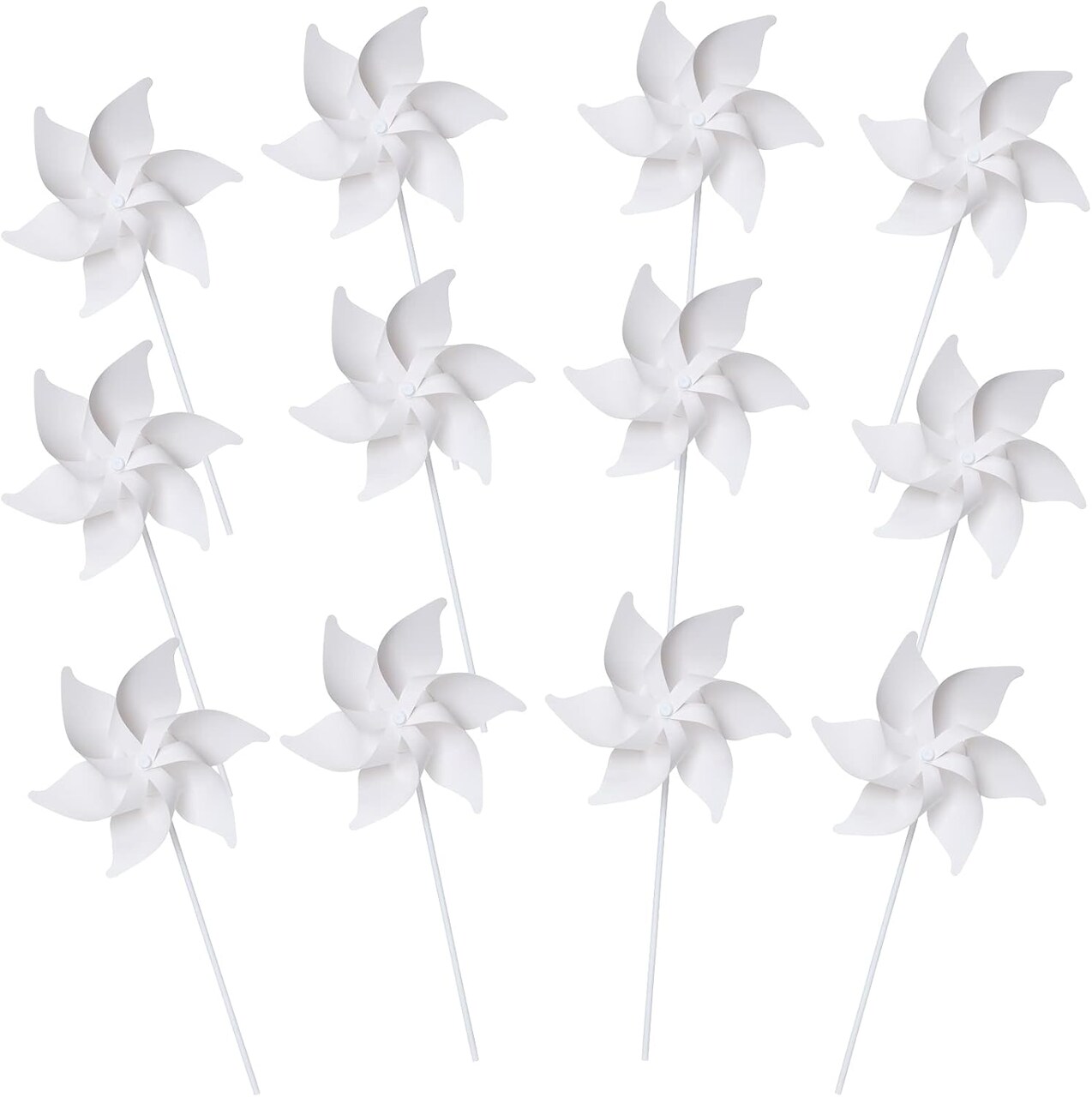 DIY Pinwheels Craft for Kids Blank White Color Your Own Pinwheels Paper Craft Kits for Boys Girls Summer Activities Art Daycare Project Party Favor, 15 Inches